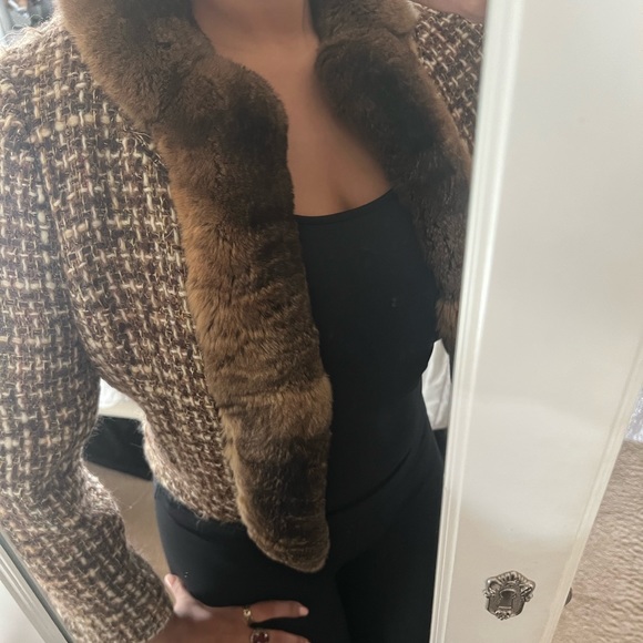 Vintage Cynthia Rose tweeted blazer jacket with mink fur trim. - Picture 5 of 10